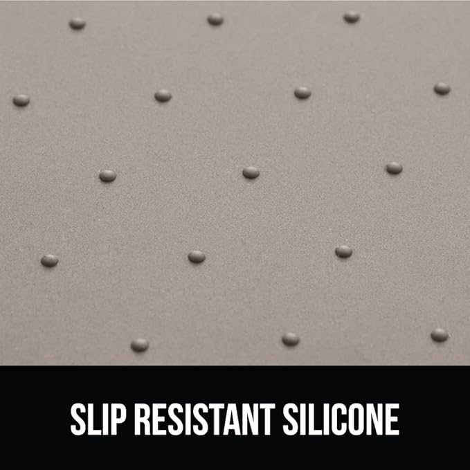 GORILLA GRIP 100% Waterproof Raised Edge BPA Free Silicone Pet Feeding Mat, Dog Cat Food Mats Contain Spills Protects Floors, Placemats for Cats and Dogs Water Bowl, Pets Accessories 16x10, Beige