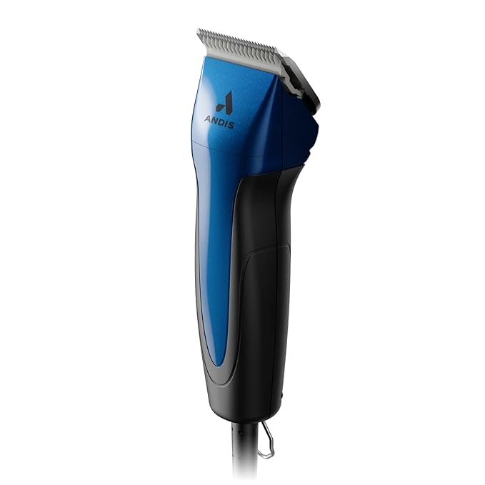 Andis 68520 Excel Professional 5-Speed Detachable Blade Clipper Kit - Animal/Dog Grooming, Rotary Motor, Soft-Grip Anti-Slip Housing, 14-Inch Cord, for All Coats & Breeds, SMC, Blue