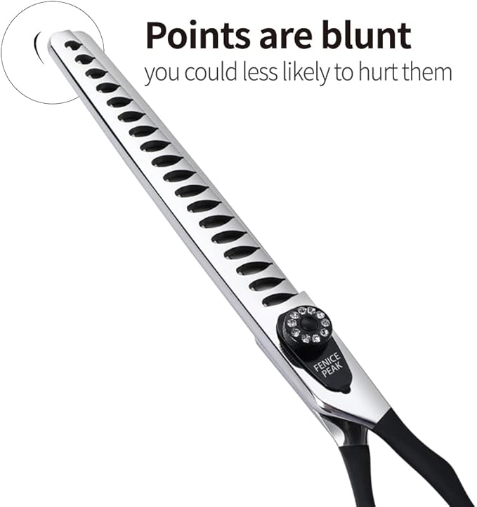 Fenice Peak 7.5'' Dog Chunker Scissors For Grooming 440C Stainless Steel Black Non-Slip Handle Sharp Blades Professional Pet Trimming Scissors for Cats Thinning Rate 75%