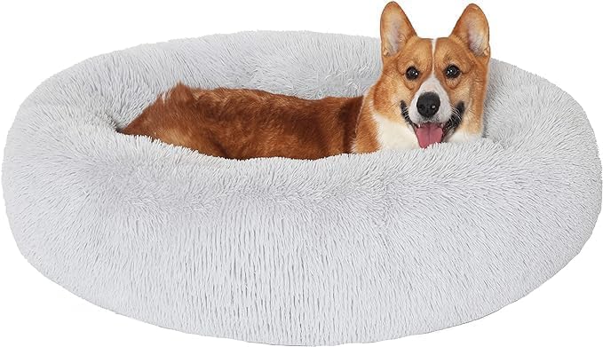 JOLLYVOGUE Dog Bed, Calming Anti-Anxiety Large Dog Bed, Fluffy Donut Cushion for Medium and Large Pets (27"/30"/36")