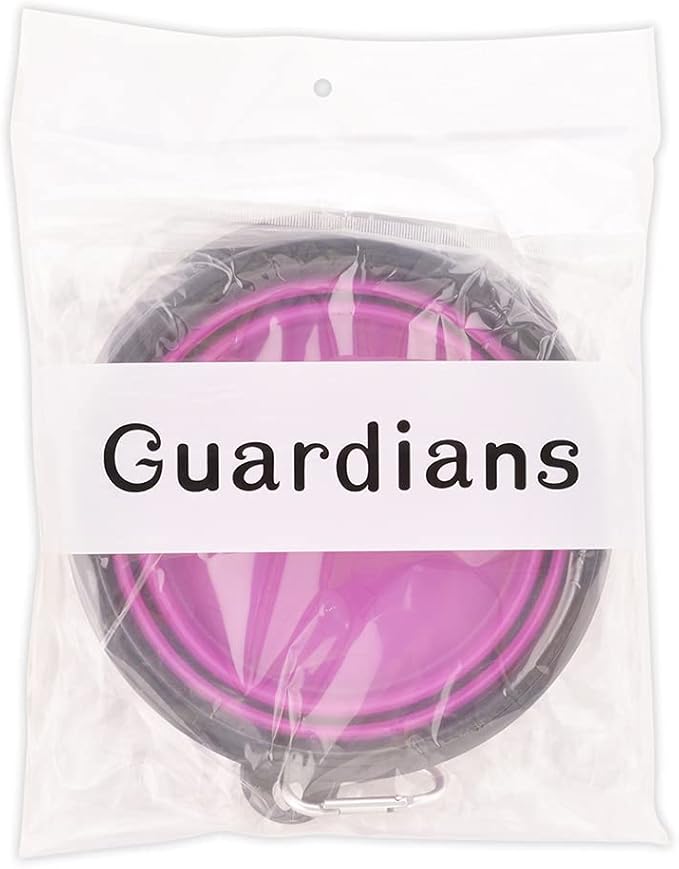 Large Collapsible Dog Bowls, 34oz Travel Water Food Bowls Portable Foldable Collapse Dishes with Carabiner Clip, 2 Pack (Purple+Red)