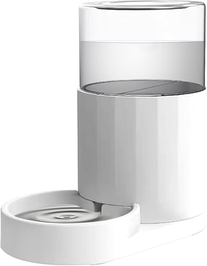 RIZZARI Gravity Water Bowl Dispenser for Cats: 3L White 100% BPA-Free Automatic Dispenser Home Use
