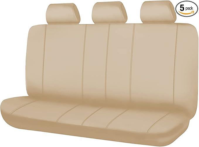 Flying Banner Rear Bench car seat Covers car seat Protectors Split 40/60 50/50 60/40 (Solid Beige, Value)