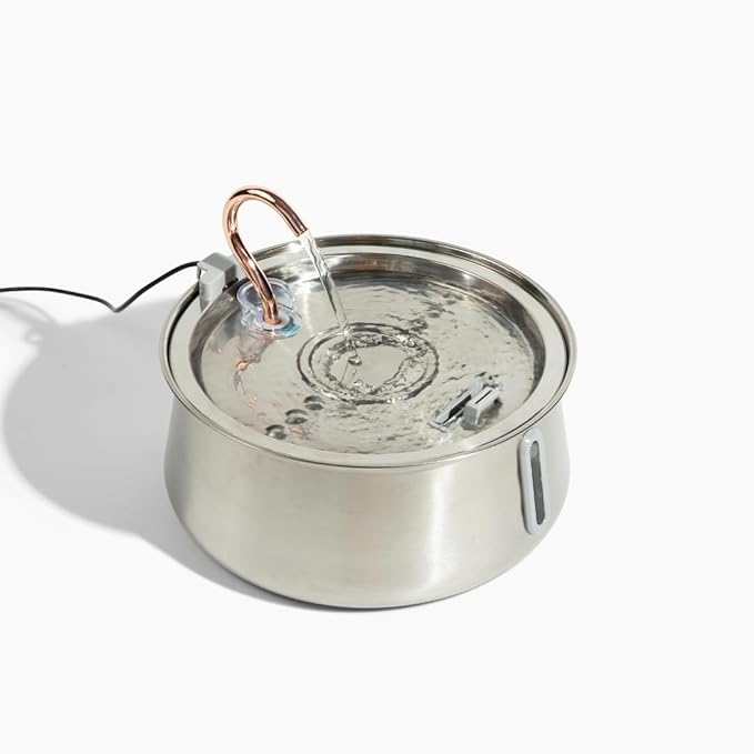 2.0 Large Capacity Stainless Steel Cat Water Fountain – 4L/135oz Indoor Automatic Pet Water Fountain for Cats, Ultra-Quiet Pump, Water Level Indicator, Multi Cat Metal Water Dispenser Bowl