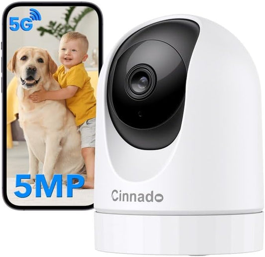 5MP Security Camera Indoor-5G/2.4G Dual WiFi Cameras for Home Security with Audio and Video Ideal for Pet/Nanny/Baby Monitor, 360 Auto Tracking, SD/Cloud Storage, Support Alexa/Google Home, D1