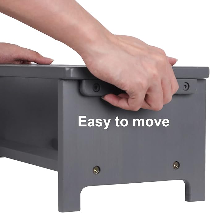 HTB Elevated Dog Bowls, Raised Dog’s Food Stand with 2 Stainless Steel Bowls, Elevated Raised Dog Dishes for Large Medium Small Sized Pet Sturdy Bamboo Food Feeder Natural