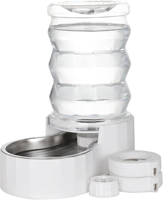 RIZZARI Automatic Dog Water Bowl Dispenser: 6L Upgraded Gravity Stainless Steel Cat Water Dispenser, Water Feeder with Two Caps and Filters for Pets Indoor/Outdoor Use by Owners