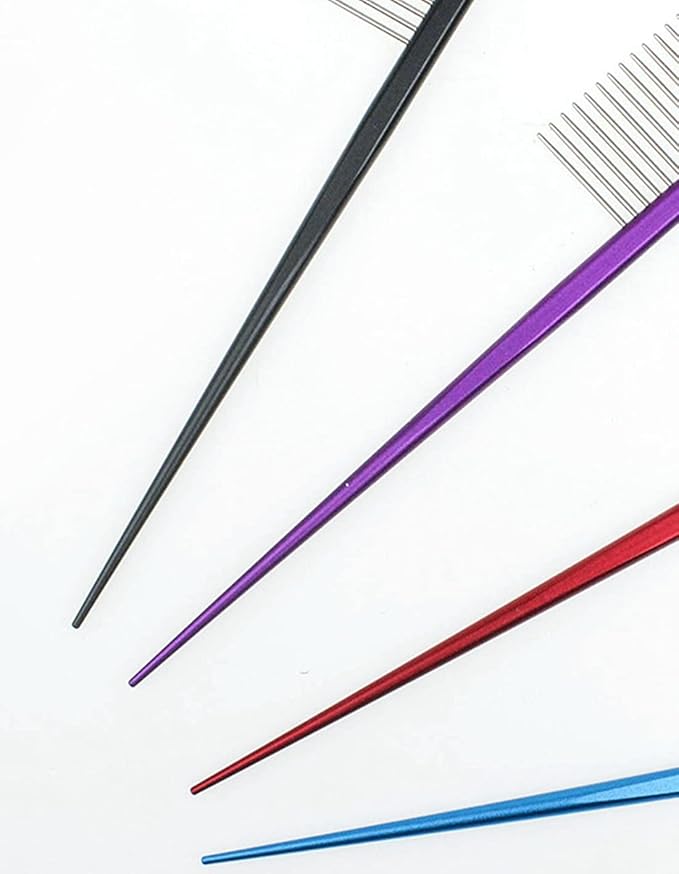 Cat & Dog Grooming Comb - Rat Tail Design with Rounded Ends for Safe Dematting, Hairstyling & Tangle Removal