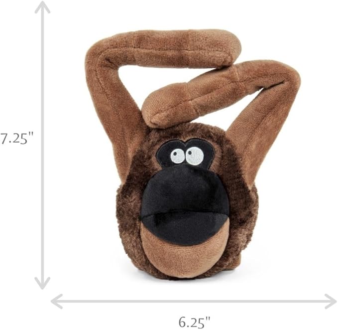 goDog Action Plush Ape Animated Squeaky Dog Toy, Chew Guard Technology - Brown, One Size