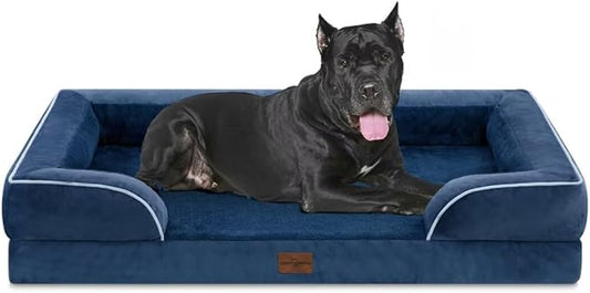 Comfort Expression XXL Orthopedic Dog Beds, Waterproof Orthopedic Foam Extra Large Dogs Beds, Washable Dog Sofa Beds with Removable Cover & Non-Slip Bottom(XX-Large,Navy Blue)