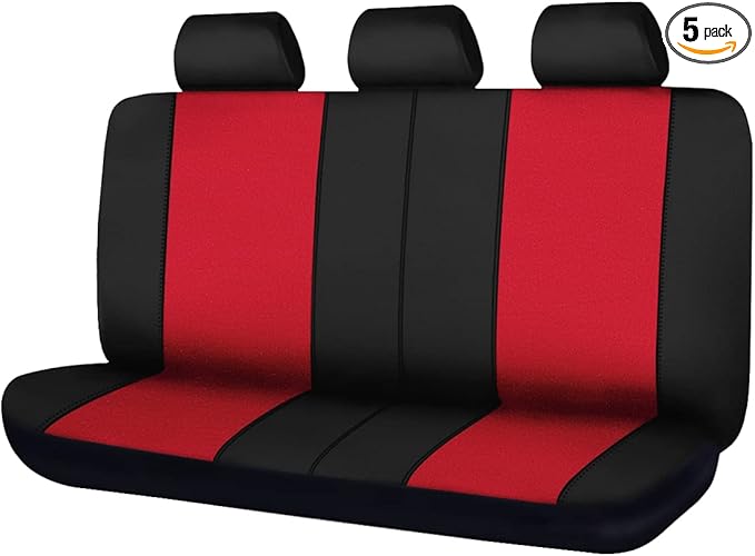 Flying Banner Rear Bench car seat Covers car seat Protectors Split 40/60 50/50 60/40 (Black & Red, Value)