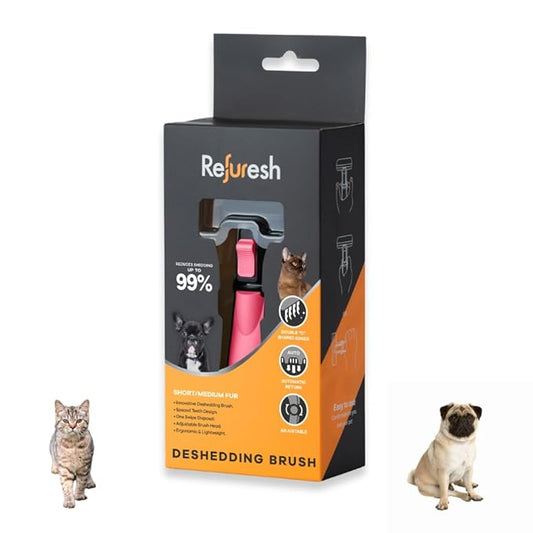 Deshedding Dog Brush for Short/Medium Hair (Small,Pink) – Gentle Deshedding tool for Dogs & Cats – Reduces shedding, without damaging topcoat. Removes Loose Fur & Dead Undercoat.