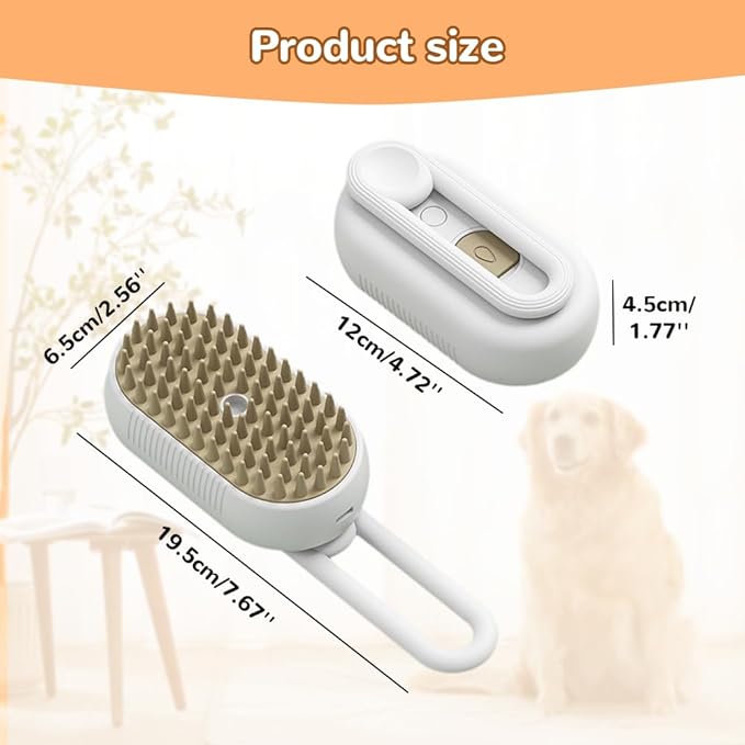 Cat Steam Brush, New 3 in 1 Pet Steam Groomer Brush, Rechargeable Pets Steam Groomer Comb for Massaging and Cleaning Shedding Pet Hair, Multifunctional Hair Removal Comb Cats and Dogs (Khaki+White)