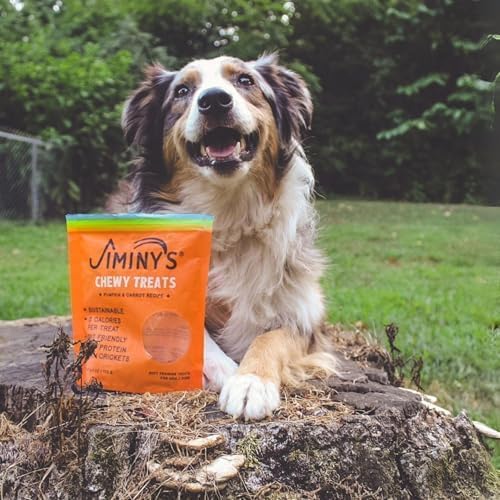 Jiminy's Chewy Cricket Training Treats for Dogs, Low Calorie, Hypoallergenic, Made in USA, 6oz, Pumpkin & Carrot (Pack of 3)