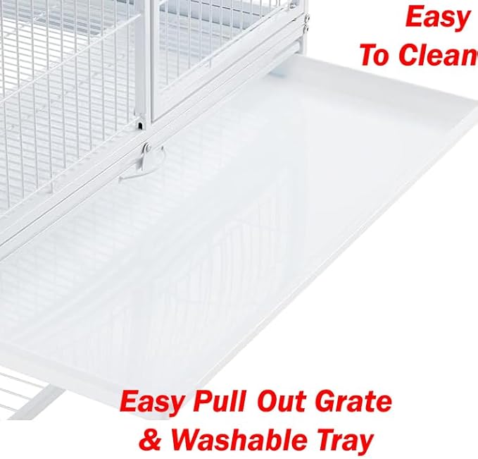 Large Two Story Double Unit Four Tiers Small Animal Critter Home Cage Tight 1/2-Inch Bar Spacing for Feisty Ferret Hammock Chinchilla Rat Mice Squirrel Rabbit Sugar Glider with Rolling Stand