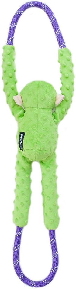 ZippyPaws RopeTugz - Durable Dog Pull Rope Toy, Interactive Tug of War for Large, Medium, & Small Dogs, Squeaky Pet Products to Keep Them Busy, Made with Heavy Duty Climbing Rope - Green Monkey