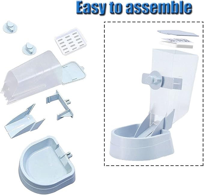 Oncpcare 1L Rabbit Cage Automatic Feeder Food Dish Small Animal Bin Feeder with Lid for Bunny Cat Ferret Chinchilla Guinea Pig