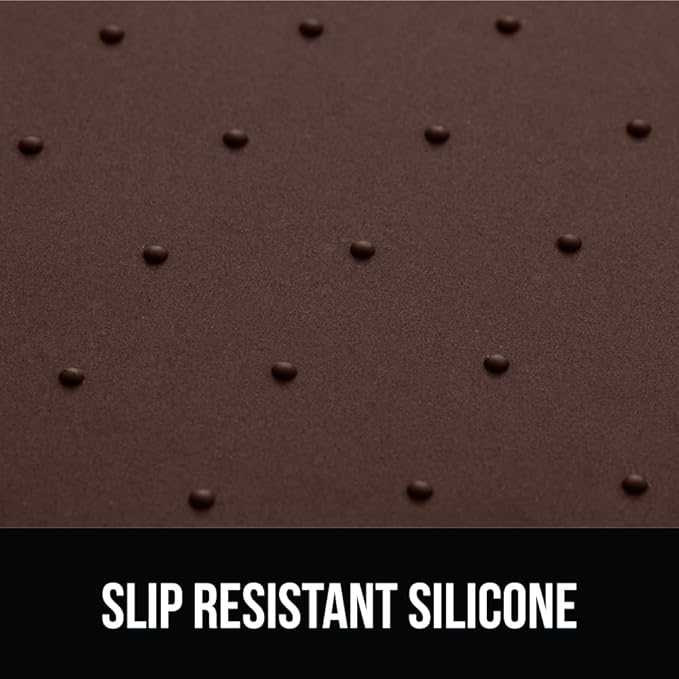 GORILLA GRIP 100% Waterproof Raised Edge BPA Free Silicone Pet Feeding Mat, Dog Cat Food Mats Contain Spills Protects Floors, Placemats for Cats and Dogs Water Bowl, Pets Accessories 18.5x11.5 Brown