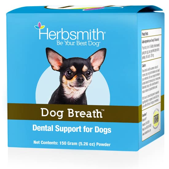 Herbsmith Dog Breath - Dog Dental Care Solution - Natural Dog Breath Freshener That Tackles Tartar - Dental Powder for Dogs - 150g Powder