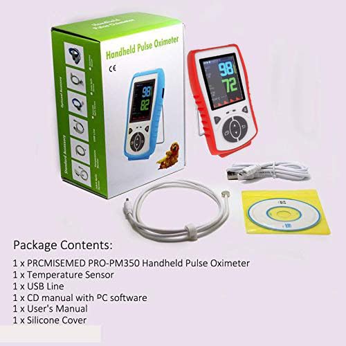 Vet Pulse Oximeter Handheld Oximeter with 2.8" LCD, Pet Vital Signs Monitor for SpO2 / Heart Rate/TEMP, Rechargeable Battery - Veterinary Use for Dogs, Cats, Horses (Free Silicon Case)