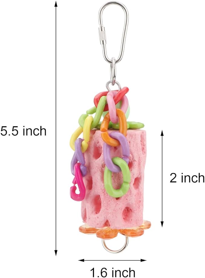 Wontee Bird Chewing Toys Bird Beak Grinding Stone Calcium Parakeet Treats for Budgies Cockatiels Conures Quaker Senegal Parrot (Random Color)