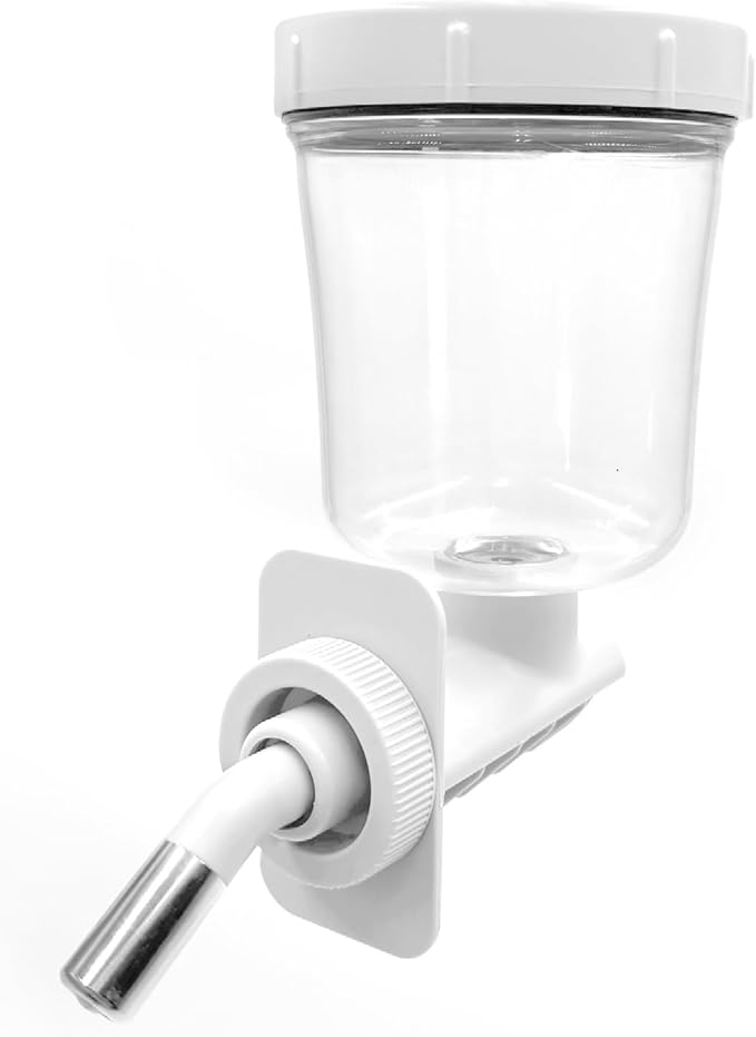 KindTail Pawdle - No-Drip Dog Crate Water Bottle - Top-Fill Pet Water Dispenser - BPA Free with Stainless Steel Nozzle - Easy-to-Use with Most Crates & Playpens - 7 x 6 x 4 in - 16oz Capacity - White