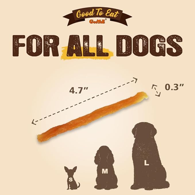 Gootoe Soft Turkey Tendon Stirip 1 lb, Natural Chewy Snack, USA-Sourced Turkey Tendon, Premium Training Chew, Hypoallergenic, Reseal Value Bag, Ideal for Small& Senior Dog, Jumbo Pack