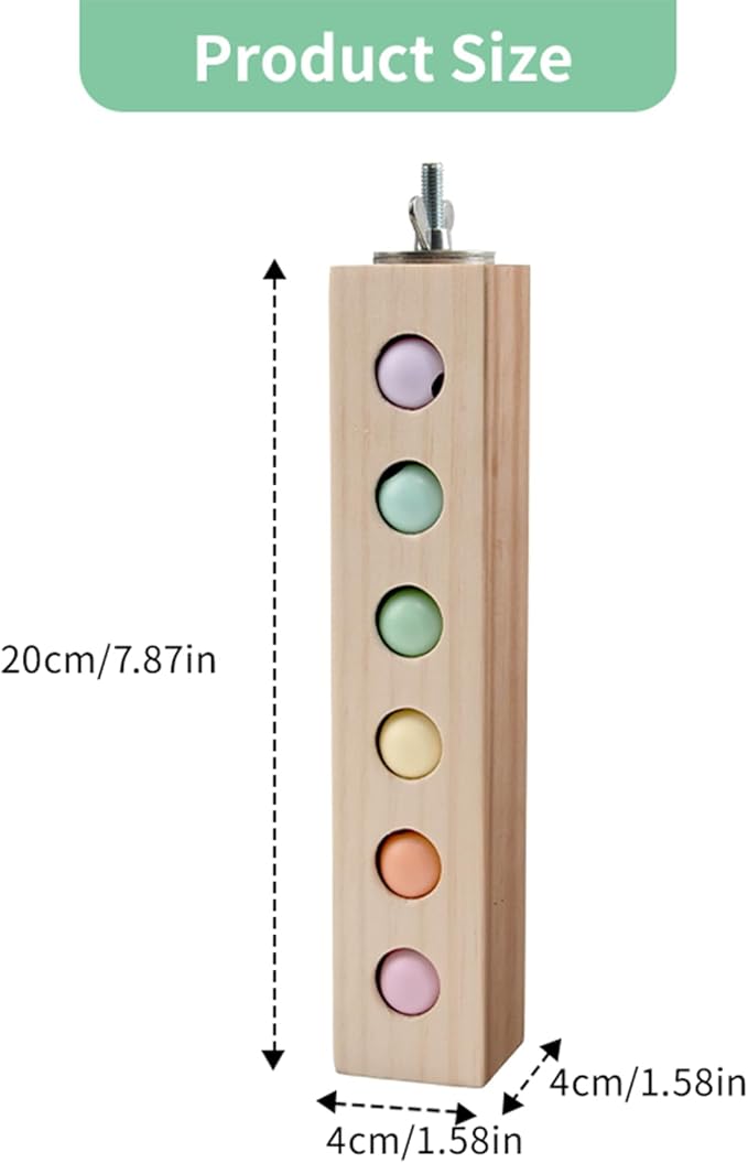 Bird Toys & Bird Perch, Bird Wooden Block Chewing Toy Parrot Foraging & Puzzle Toys Bird Cage Accessories for Conures Parakeets Cockatiels Lovebirds African Grey Macaws (Spinning Ball)