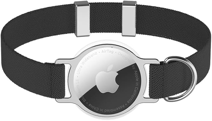 AirTag Cat Collar,Ultra Elastic Cat Tracker Collar with Apple Air Tag Holder, [Lightweight][Scratch Resistant] Stepless Adjustable GPS Pet Collar for Cats Kittens (Black)
