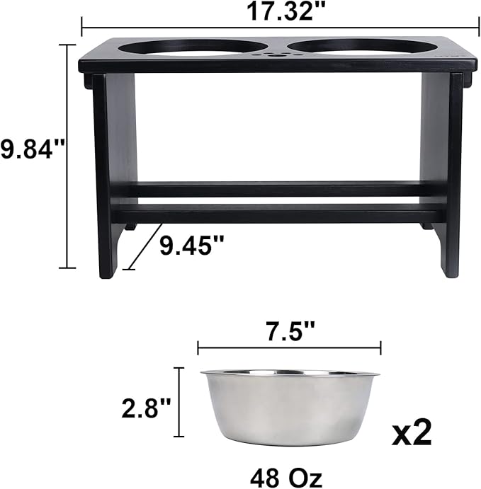 HTB Elevated Dog Bowls,Raised Dog Bowl Stand with 2 Stainless Steel Bowls,Elevated Raised Dog Bowls for Large Medium Small Sized Dogs