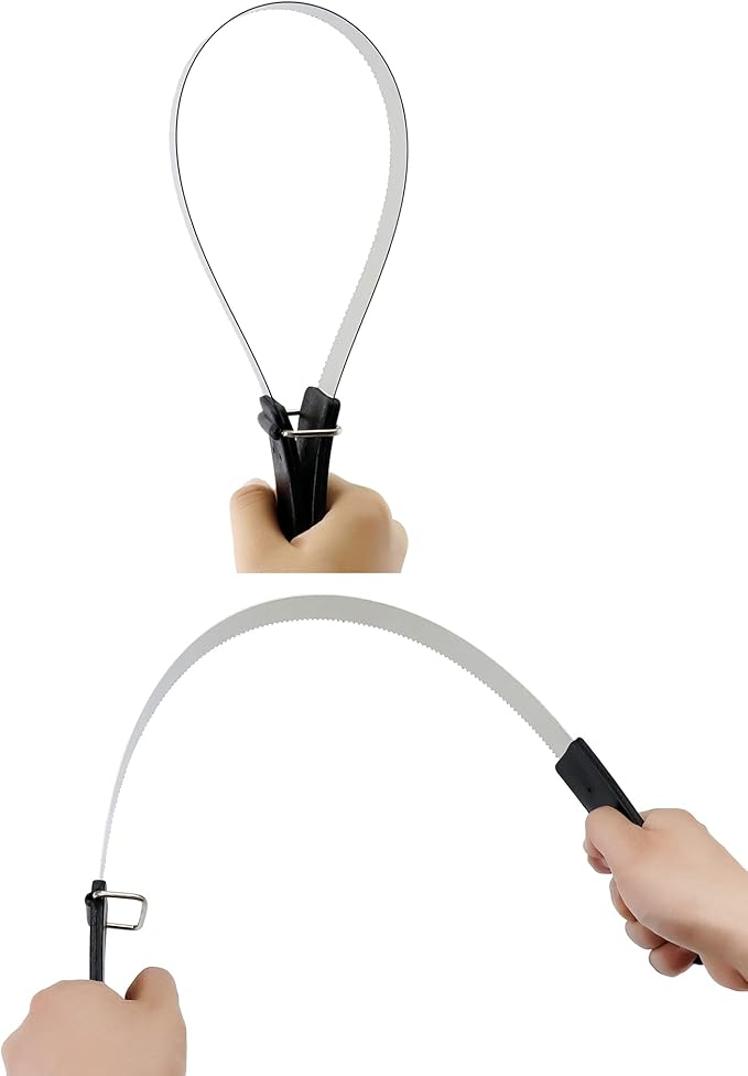 QWORK Horse Groming Shedding Blade, 2 Pcs Stainless Steel Double Sided Hair Brush Scraper with Rubber Handle, for Dogs and Horses