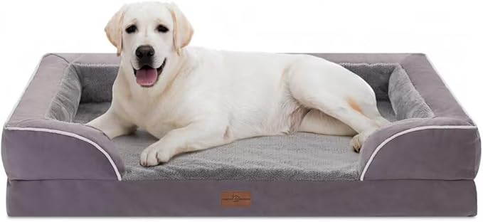 Comfort Expression Jumbo Dog Bed for Extra Large Dogs, Large Breed Waterproof Orthopedic Dog Bed, PV Washable Dogs Sofa Beds with Removable Cover & Non-Slip Bottom(Jumbo,Purple)