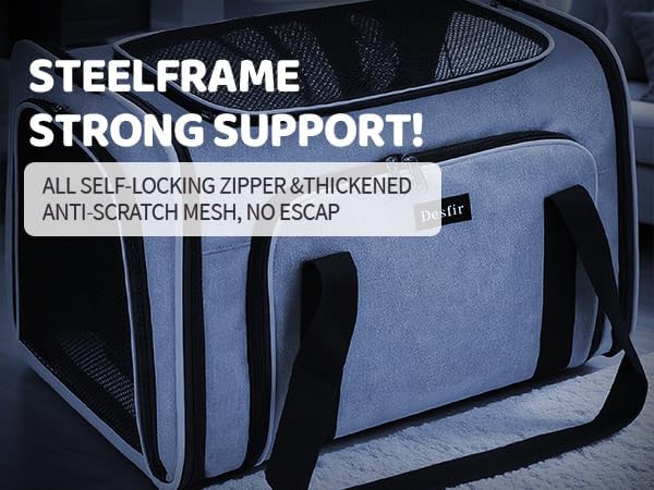 Expandable Cat & Dog Carrier, Large Expandable Collapsible Travel Bag with Safety Zippers, 3 Open Doors, Removable Fleece Pad for Puppies & Small Animals, Airline Approved