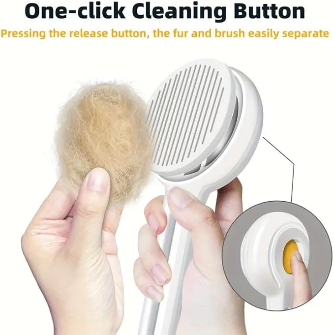 Cat Brush for Shedding, Pet Hair Removal Brush for Short & Long Hair Cats & Dogs, Self-Cleaning Pet Grooming Comb for Indoor Cat (Lemon)