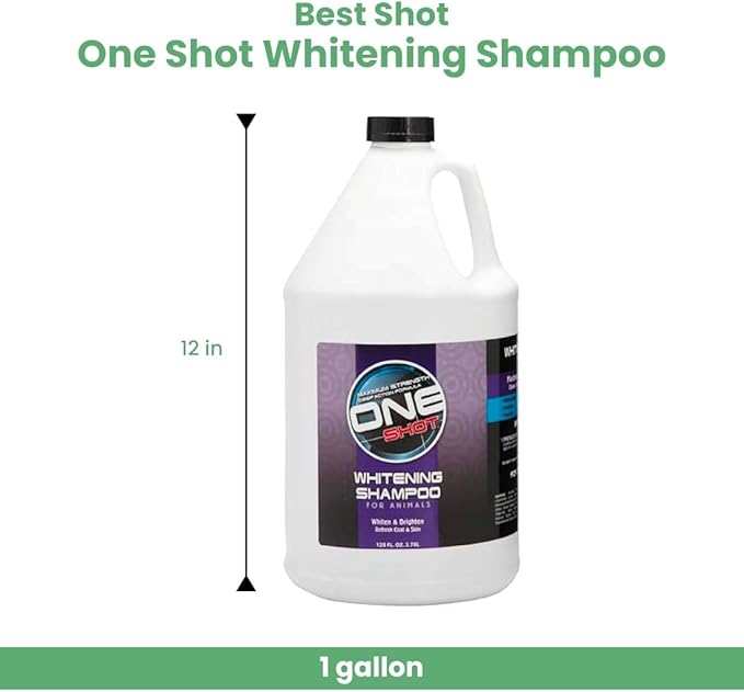 Best Shot One Shot Whitening Shampoo, Coat and Skincare Product for Dog, Cat, and Horse, Brightens Any Color Coat, Removes Stains, 1 Gallon