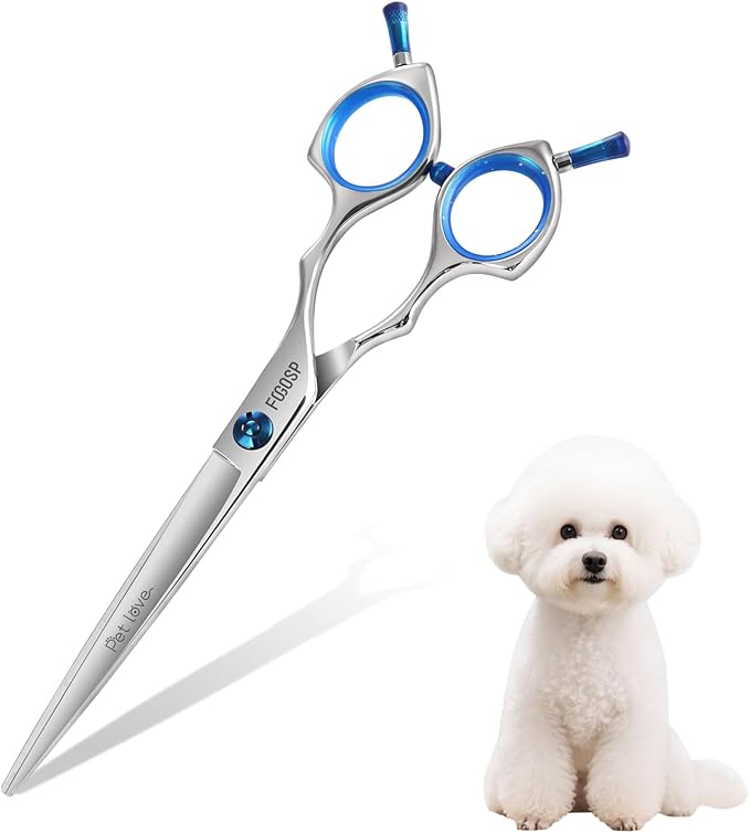 Straight Dog Grooming Scissors 6.5 in Small Dog Hair Scissor Trimming Dogs Pet Cat Shears Japan 440C Symmetric Handle Light Weight for Cutting Body Legs Hairs(6.5)