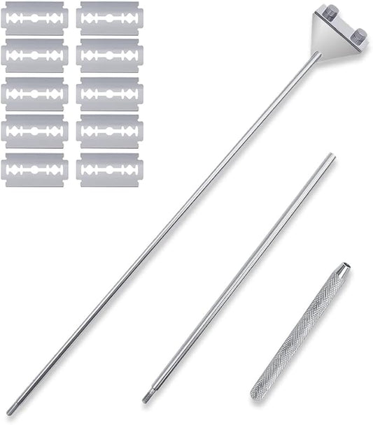 FRAKS 25.6 inch Extendable Stainless Steel Algae Scraper Aquariums Fish Tank Scraper Cleaner with 10pcs Blades