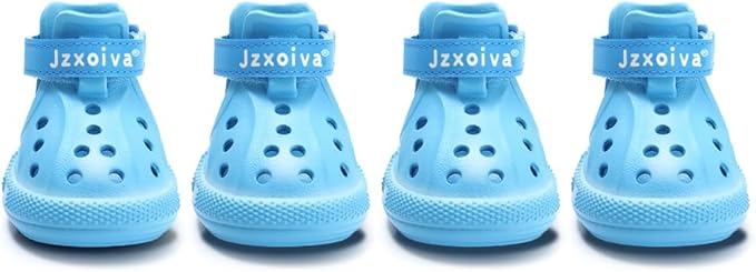 JZXOIVA Dog Shoes for Hot Pavement, Dog Booties for Small Dogs, Breathable Dog Boots & Paw Protectors, Adjustable Non-Slip Dog Rain Booties, Waterproof Pets Sandals for Beach Blue Size 1