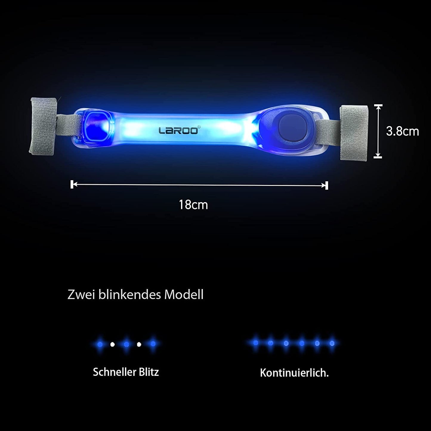 LaRoo Light Up Dog Collar with Nylon Stickers, Universal Glowing Collar Accessories for Leash Harness, Silicone Waterproof Dog LED Flashing Collar Night Outdoor Safety