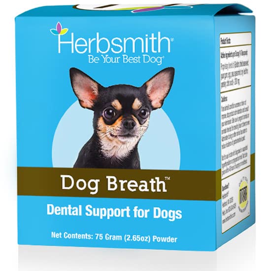 Herbsmith Dog Breath - Dog Dental Care Solution - Natural Dog Breath Freshener That Tackles Tartar - Dental Powder for Dogs - 75g Powder