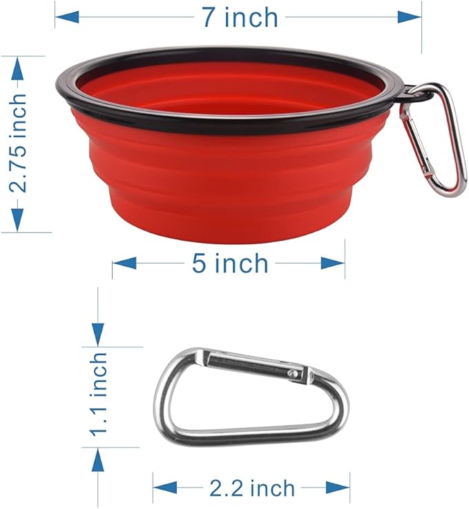 Collapsible Dog Bowls, Large Portable Travel Dog Bowls, 34oz Foldable Dogs Water Food Slow Feeder Bowl, Collapse Feeding Dish for Walking, Traveling, Hiking, Camping (2 Pack)