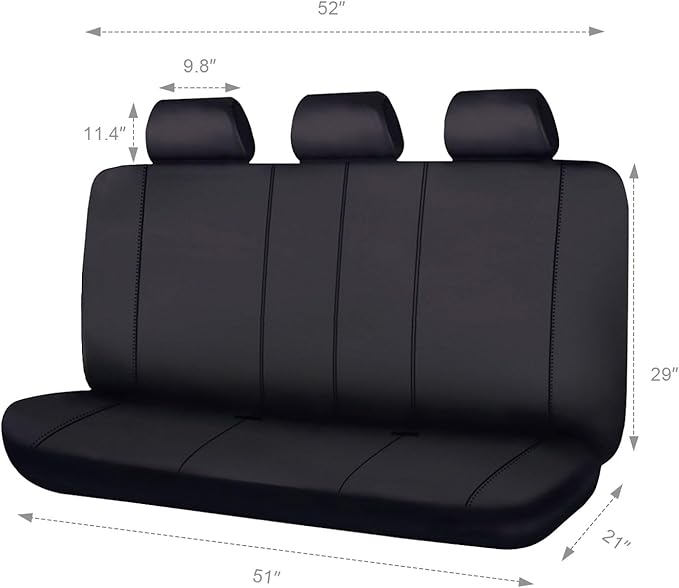 Flying Banner Rear Bench car seat Covers car seat Protectors Split 40/60 50/50 60/40 (Solid Black, Value)