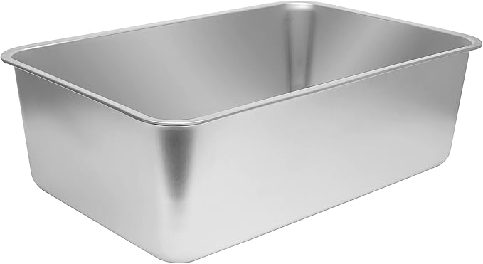 Kichwit Large Stainless Steel Cat Litter Box with High Sides, Metal Litter Pan for Big Cats, Non Stick Smooth Surface, Easy to Clean (23.4" L x 15.5" W x 7.6" H)