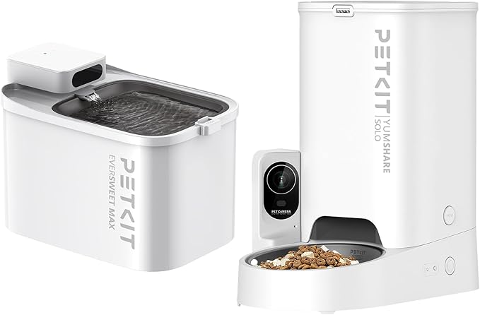 PETKIT EVERSWEET MAX Cordless Cat Water Fountain & Automatic Pet Feeder with Camera, 105 fl oz/3L Pet Water Fountain for Cats Dogs Inside, 2.4G WiFi Cat Dog Feeder
