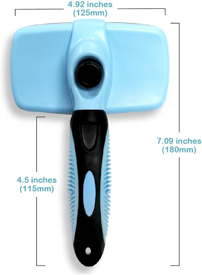 Pets First Self-Cleaning Slicker Brush for Dogs and Cats - Retractable Design for Quick Pet Fur Removal, Fine Bristles to Detangle and Massage