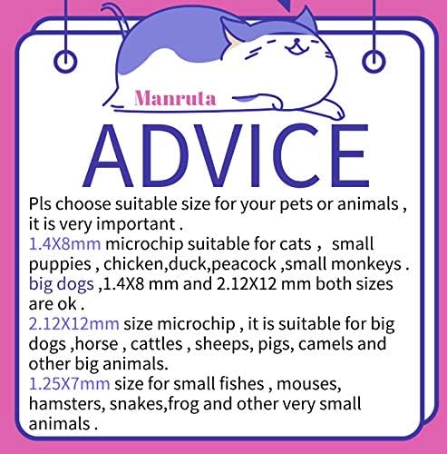 ISO Dog ID Microchip for Dogs and Cats 15 Gauge 1.4X8mm Size 10 Pack Universal Standard ISO 11784/5 134.2Khz Unique 15 ID Numbers