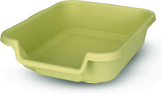 KittyGoHere Senior Cat Litter Box 1 Pack, Small Apple Green Low Entrance Kitty Litter Box, Sized for Cats Comfort, Perfect for Senior and Arthritic Cats, Made in USA