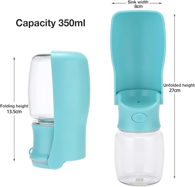Foldable Portable Dog Water Bottle - Pet Water Dispenser for Outdoor Walking, Hiking, and Travel - 12 OZ Capacity