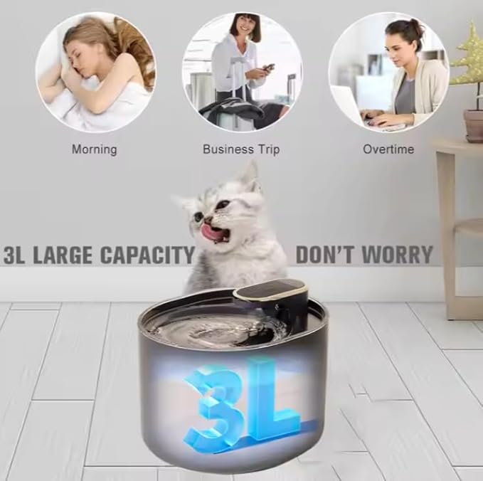 3 Liter Smart Pet Water Dispenser Perfect For Dogs and Cats, With 24/7 Filtration System To Deliver Fresh and Clean Water To Your Pets, Ultra Silent Pump Design, With Easy Setup and Cleaning, BPA Free
