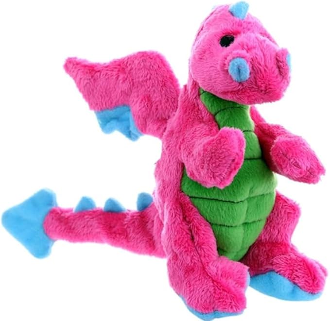 goDog Bubble Plush Dragons Squeaky Dog Toy, Chew Guard Technology - Pink, Small